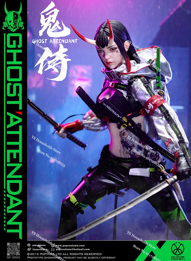 POP KOSTUUM GS-001 1/6 Collectible Ghost Attendant Girl Action Figure Tattoo Body Design Delicate 12 "Vrouwelijke Beeldje Pop Geschenken