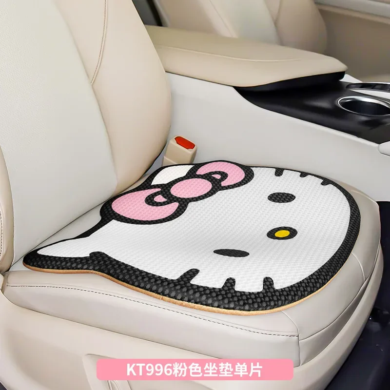 Hello Kitty Seat Cushion Car Cover Protective Pad Summer Cartoon Car Mat Sanrio Cute Pink Cartoon Seat Ladies Car Accessories