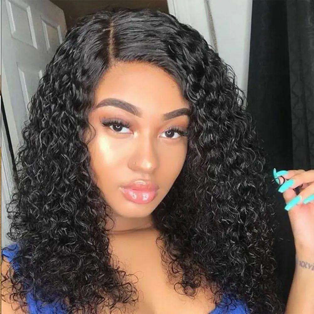 

14 Inch Short Bob Wigs 4x4 Deep Wave Bob Wig Human Hair 200% Density Deep Curly 100% Human Hair Wigs Pre Plucked Wet and Wavy
