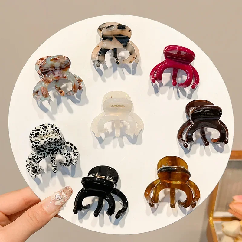 New Elegant Acetic Acid Ponytail Scrunchies Retro Korean Crab Shark Clip Girls Fashion Gift Hair Claw Hair Accessories