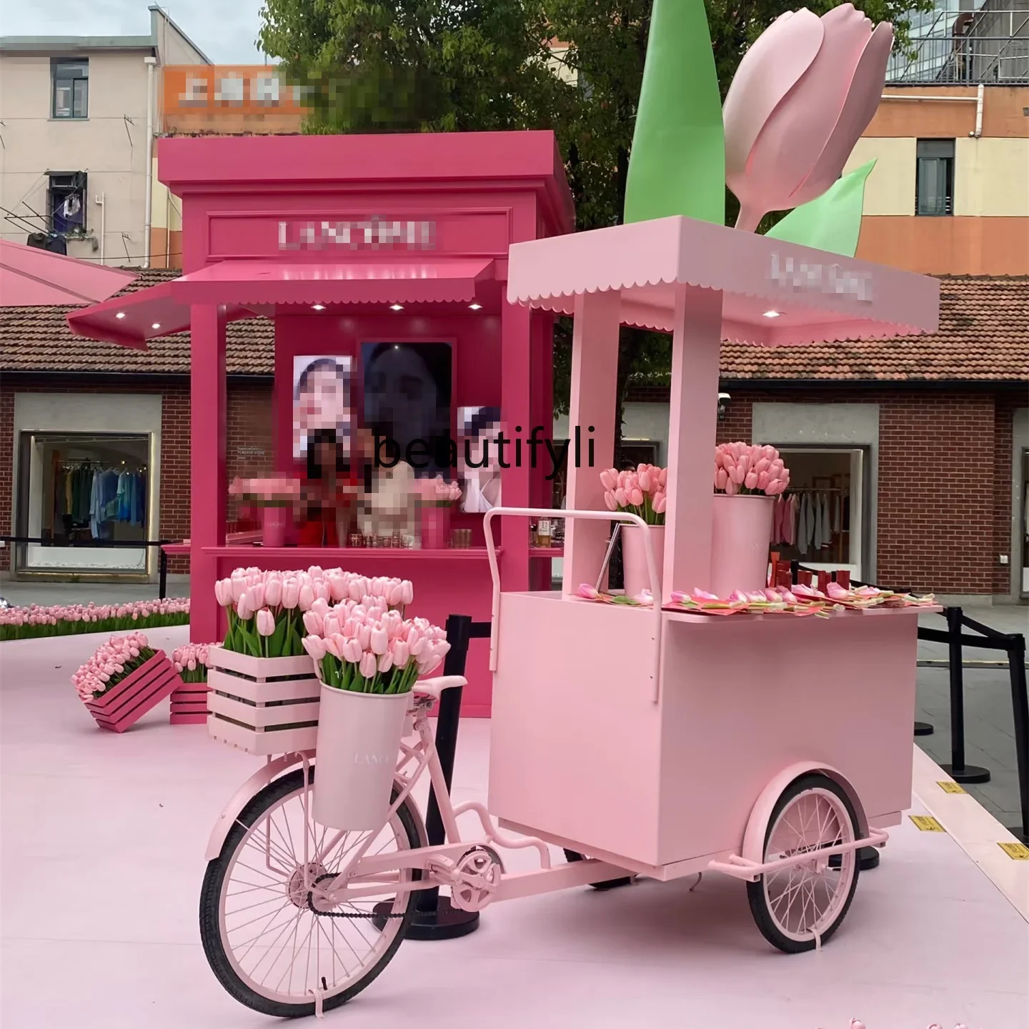 

Iron booth movable night market dining car market float stall trolley