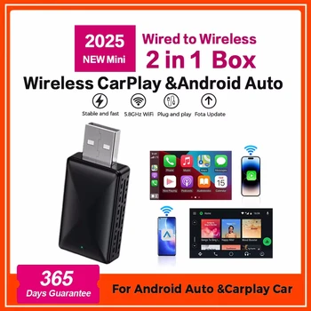 Adaptador de Carplay inalámbrico para coche, 2 en 1 Dongle inteligente, Android, para Volvo Benz, Audi, Kia, Hyundai, VW, Mazda, Cadillac, MG, Peugeot 1