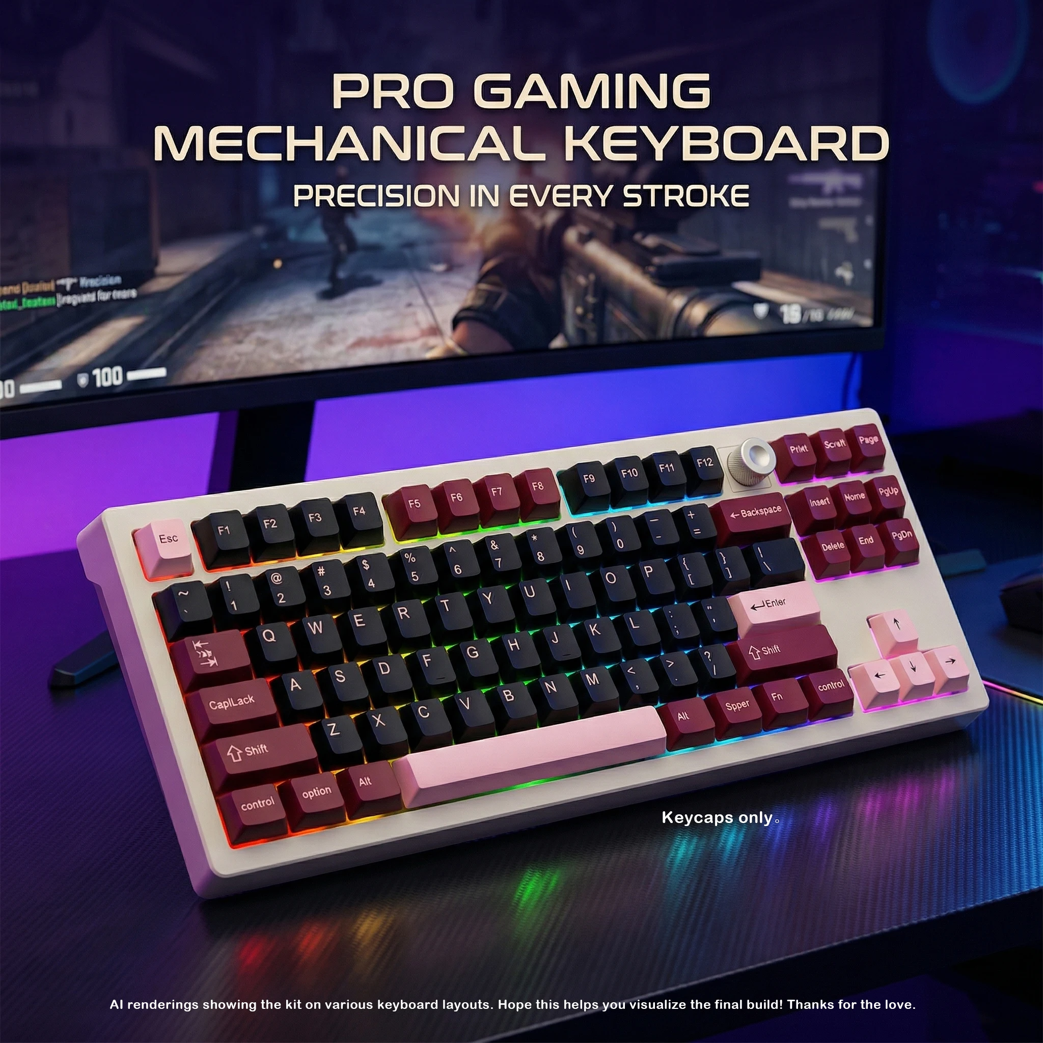 

Red Theme​ DIY Mechanical Keyboard Keycap Double Shot PBT Cherry Keycap Set Key & Chron Cherry Profile