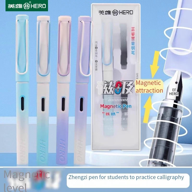 

Hero P206 Magnetic Fountain Pen for Kids Students, Magnetic Snap Cap, Uses 3.4 Standard Ink Cartridges.