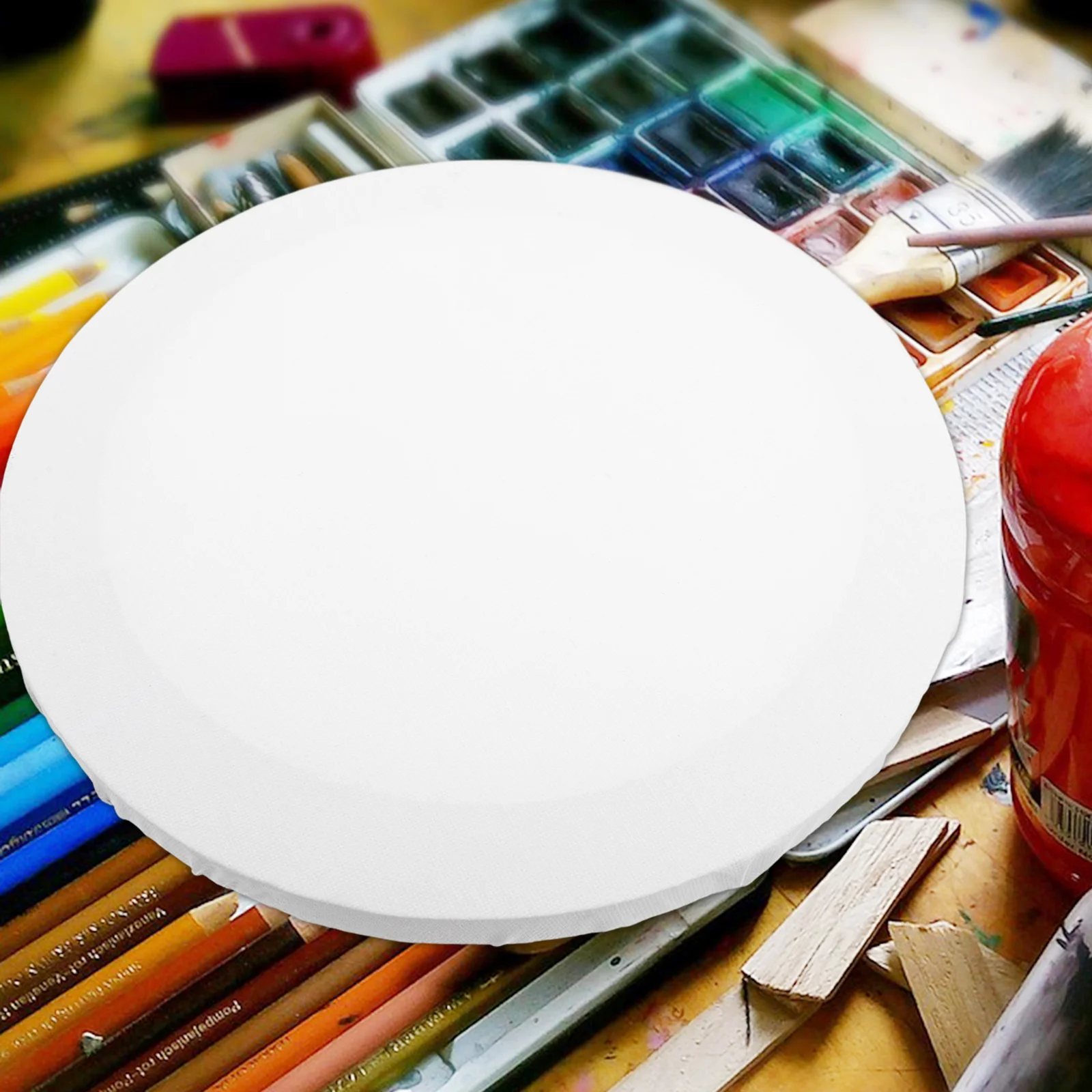

2Pcs Mini Round Oil Painting Frame Easel Set Acrylic Canvas Board Stretched Frame for Small Art Hobby Painting