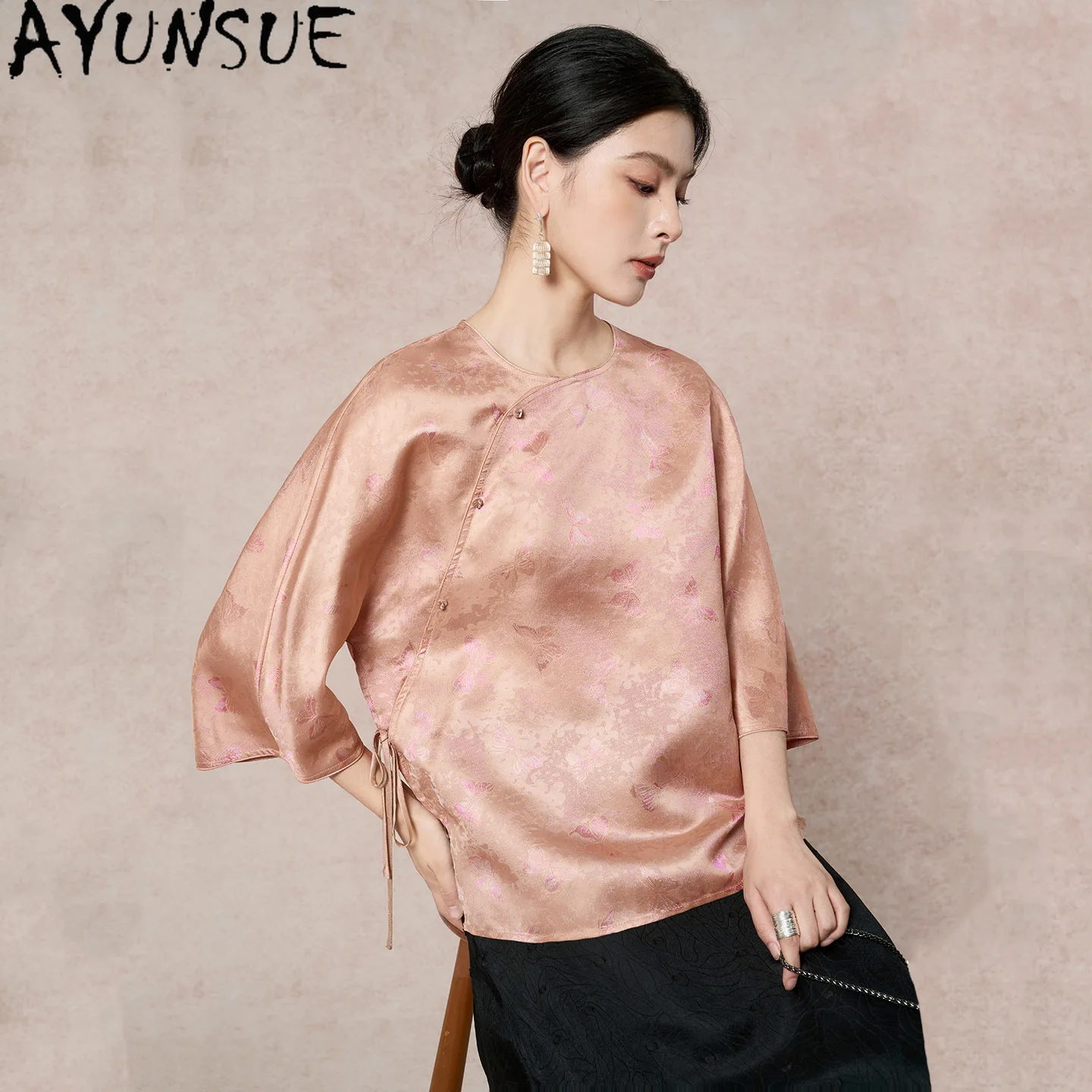 AYUNSUE 100% Real Mulberry Sil - Silk Blouse Button recension och pris