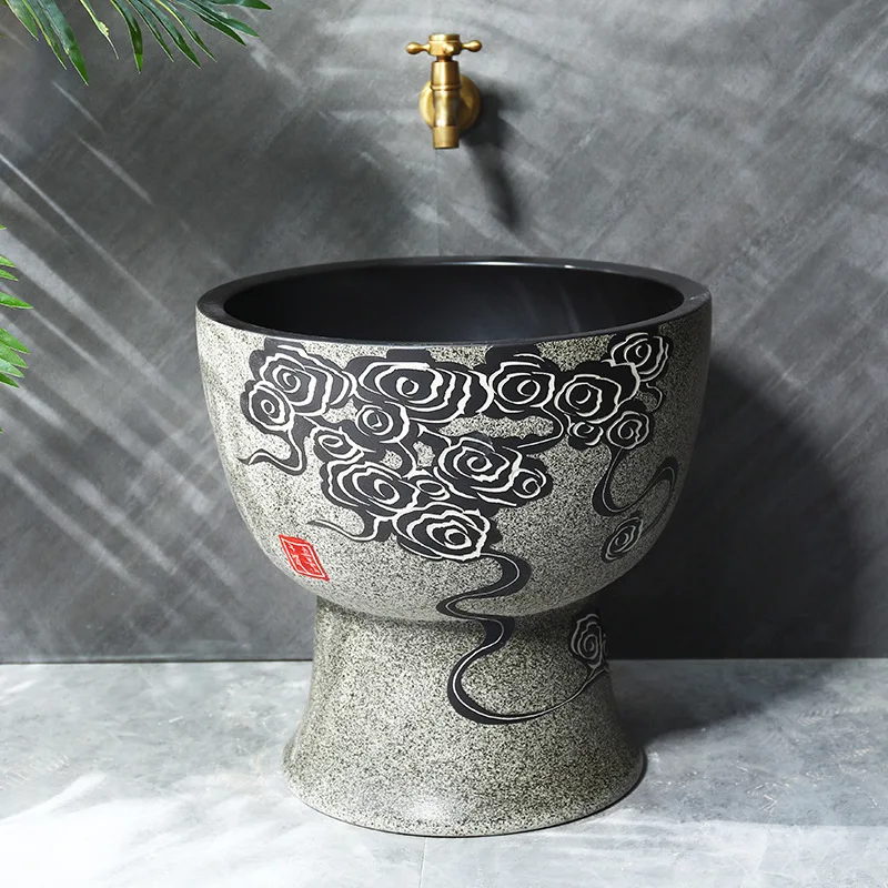 

Ceramic household washing mop pool, outdoor balcony courtyard circular mop pool