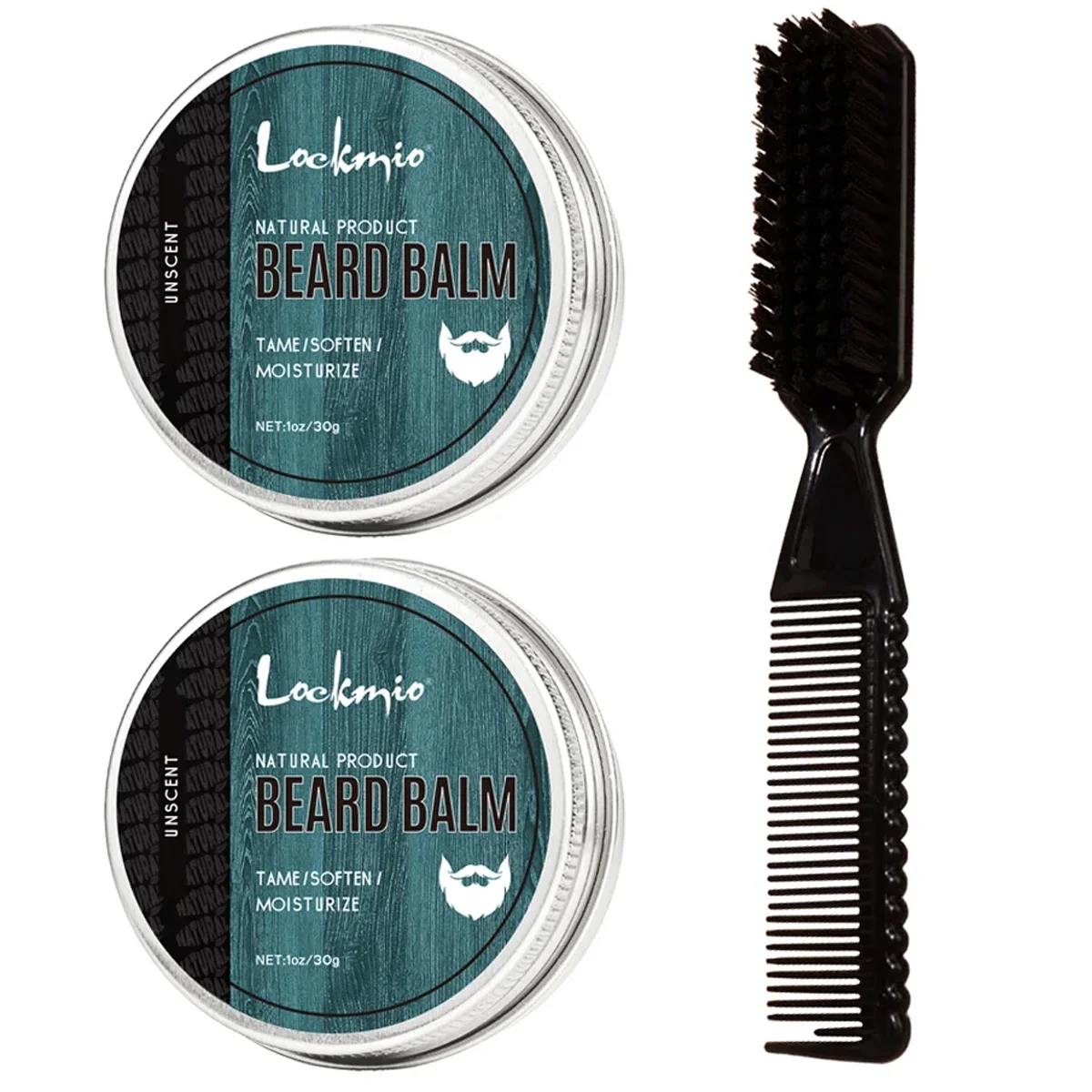 3pcs Natural Beard Balm With Brush Kit For Men Mustache Care Cream Wax Styling Moisturizing Smoothing Whiskers Product