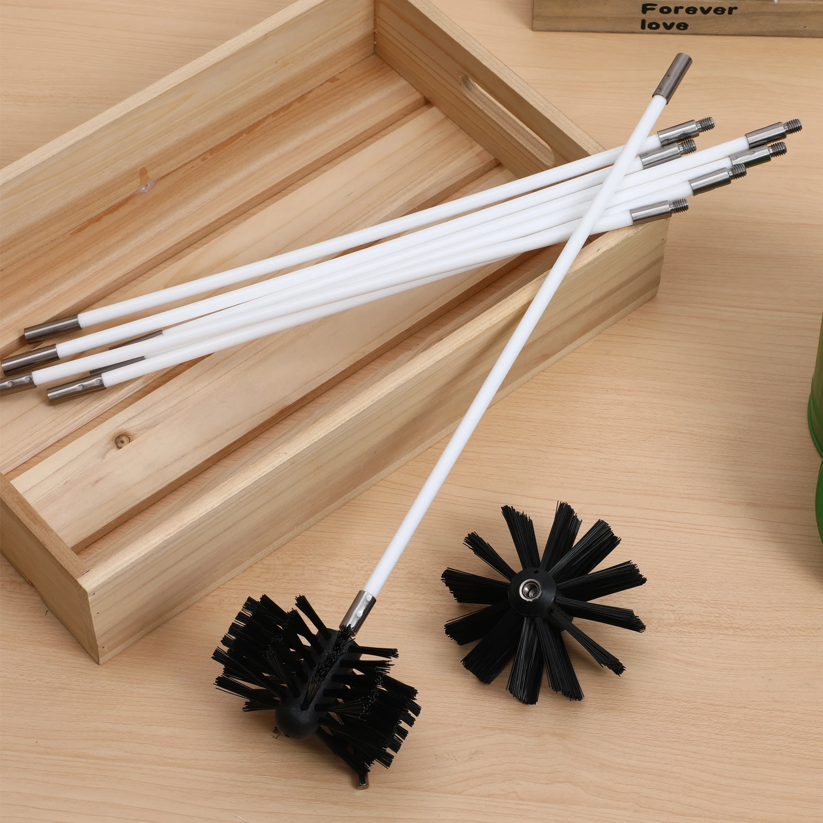 18 pcs Pipe Cleaning Brush Chimney Sweep Kit Adjustable Rods PP Nylon Multi Use For Drains Tubes Gutter Cleaning Tools