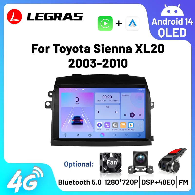

2din Android 15 Carplay Car Radio For TOYOTA Sienna 2 XL20 2003-2010 Android Auto GPS Navigation Multimedia Player Stereo Radios