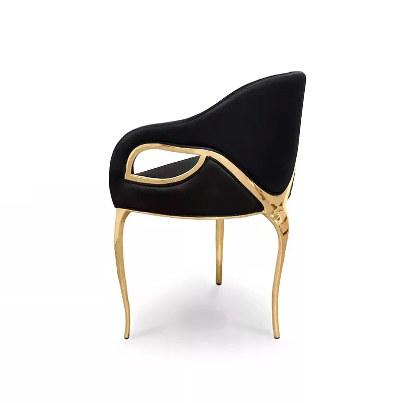 

Light luxury stainless steel villa restaurant household eagle eye backrest leisure chair high-end single dressing chair