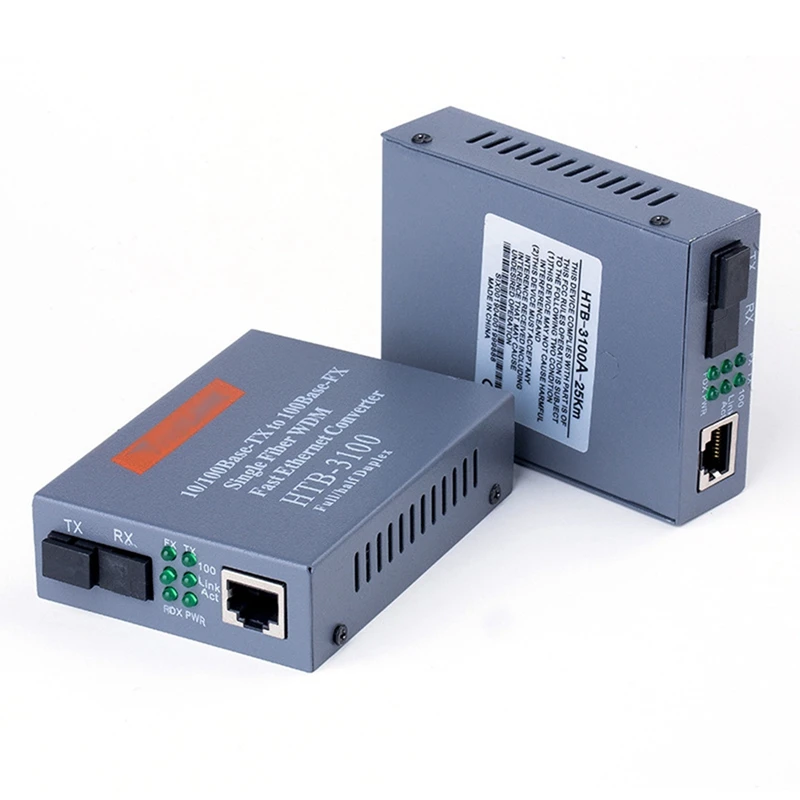 

1 Pair HTB-3100 25Km SC 10/100M Single Fiber Converter Single Mode Single Fiber Transceiver EU Plug