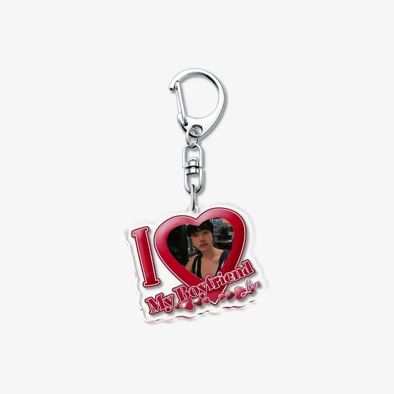 Custom Acrylic KeyChain Pendant Key Ring I Love My Boyfriend Girlfriend Pink Heart Keyring for Bag Pendant Jewelry Gifts