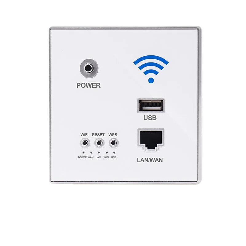 Depoguye 86 WiFi wall socket RJ45 network interface, crystal glass panel USB charging socket, 300M wall WiFi router AC110V-250V