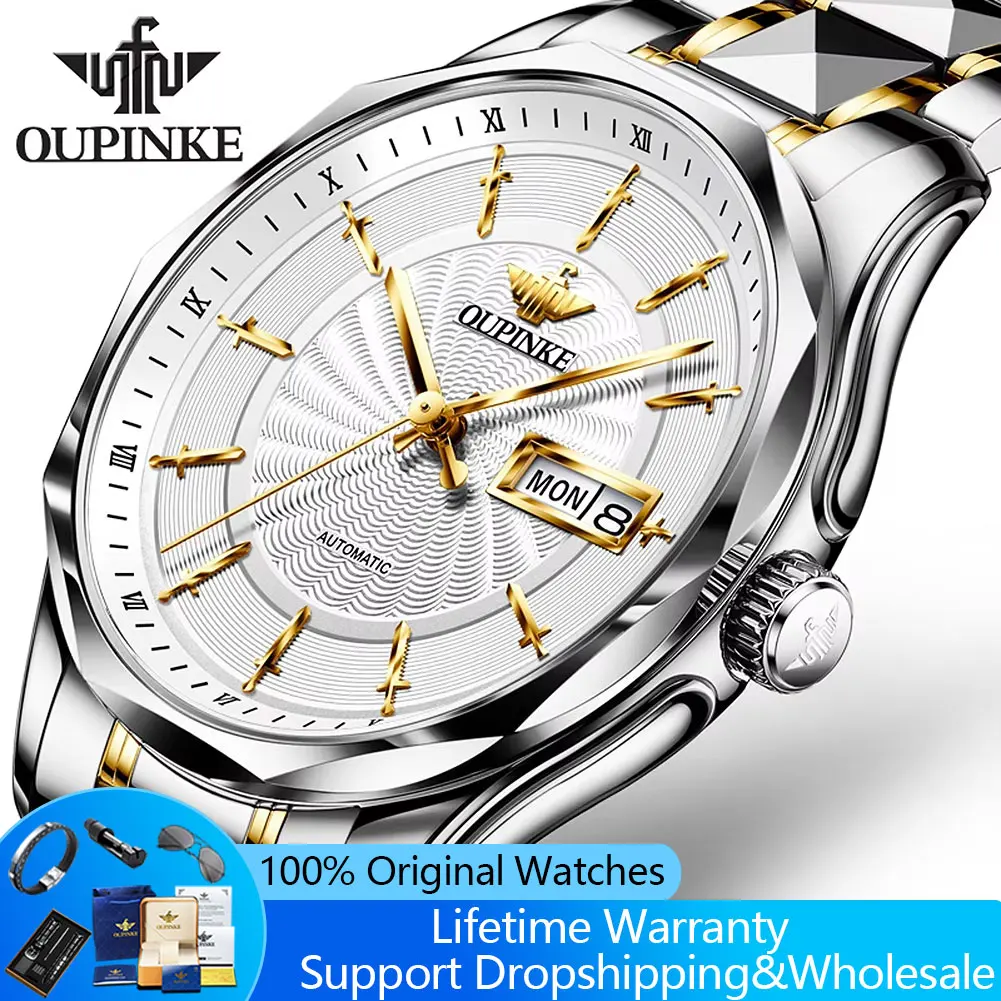 OUPINKE 3172 Automatic Man Watch Hot Sale Imported Movement Tungsten Steel Twelve Knights Luxury Business Mechanical Watches Men
