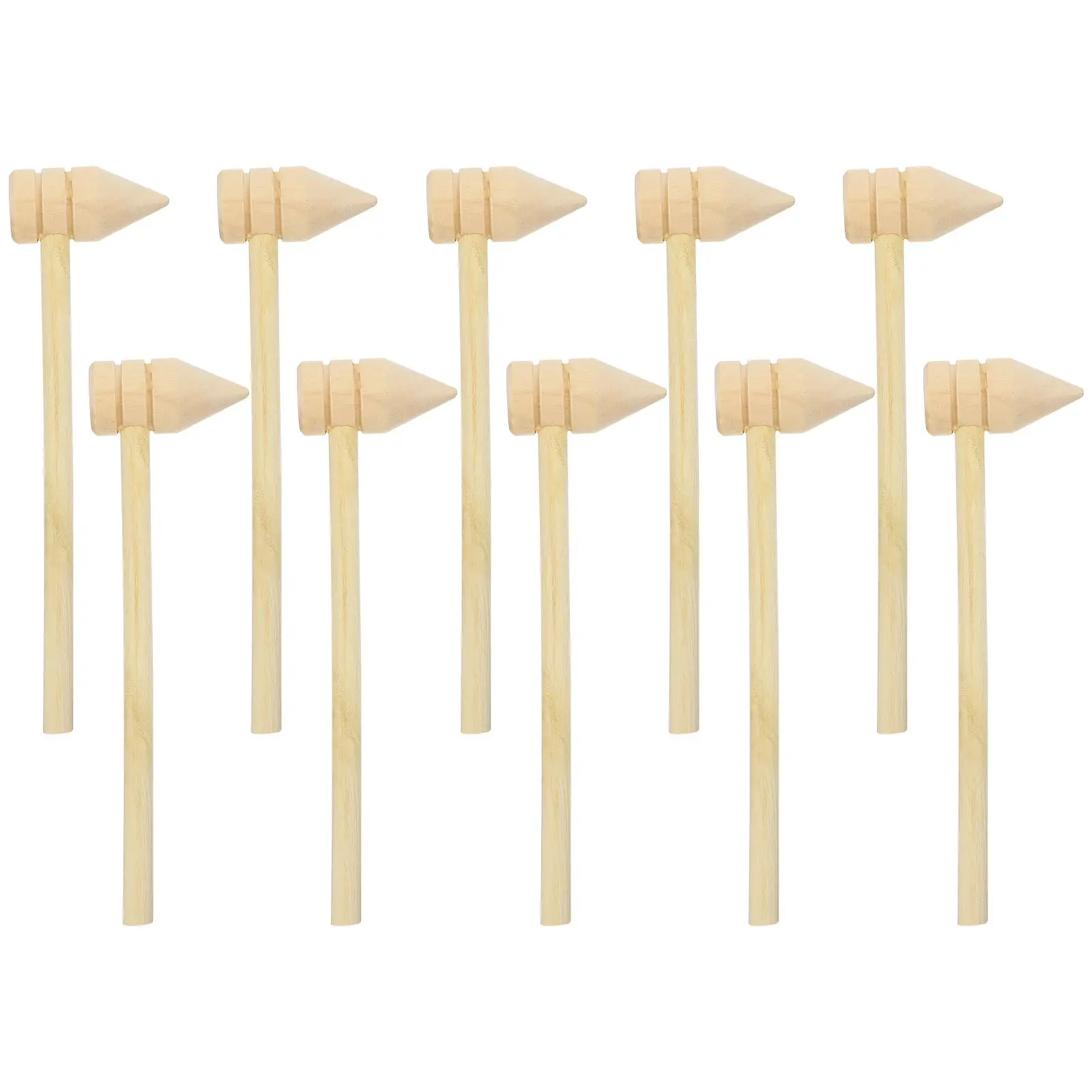 

10 pcs Wooden Mallet Mini Hammers 26 Tip Double Groove Crab Bar Tools Safe Eco Friendly Food Grade