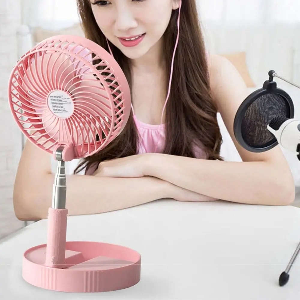24H Long Battery Life Telescopic Electric Fan 1m 4 Speed Adjustable Foldable Floor Fan Low Noise Rotatable