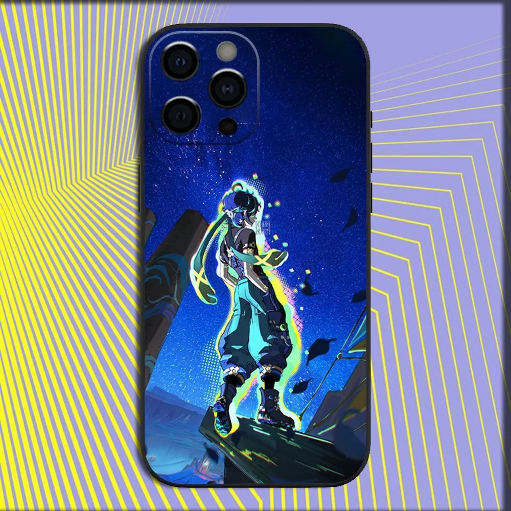 G-Genshin Impact Kinich Phone Case For iPhone 16,15,14,13,12,11,Pro,X,XS,Max,XR,Plus,Mini Soft Black Cover