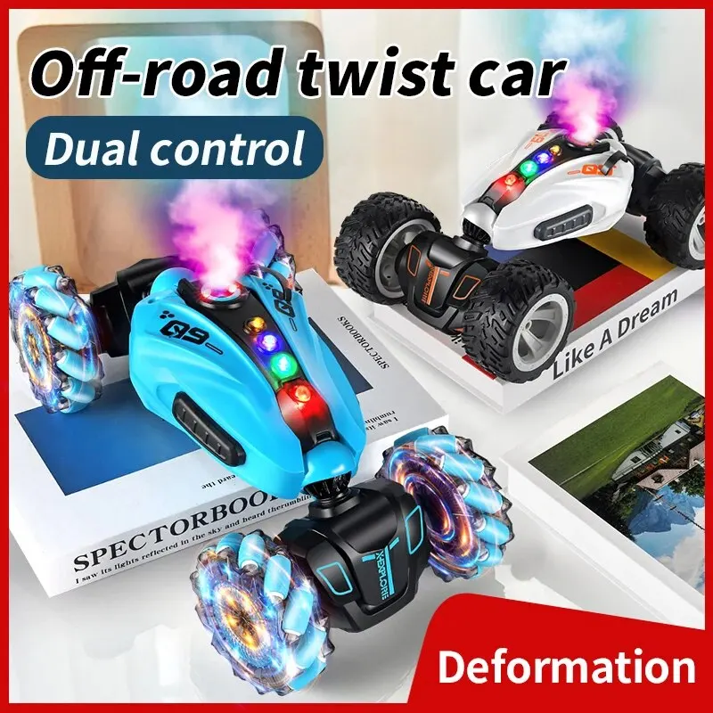 Samochód do driftu RC 4WD z muzycznymi światłami LED 2.4G Gest Radio Zdalne sterowanie Spray Stunt Car 360°° Obrotowy samochód wspinaczkowy Prezent