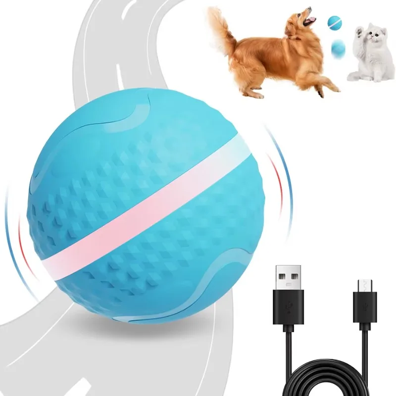 Interaktiver Kautraining-Ball, wiederaufladbarer elektrischer Hundeball, intelligenter beweglicher, hüpfender, rollender magischer Haustier-Spielzeugball für Hunde und Katzen