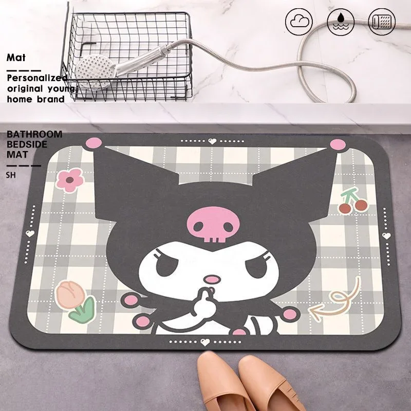 Sanrio Kawaii Hello Kitty Floor Mat Cartoon Diatom Mud Bathroom Absorbent Quick-drying Non-slip Mat Kitchen Mat Cute Decorations