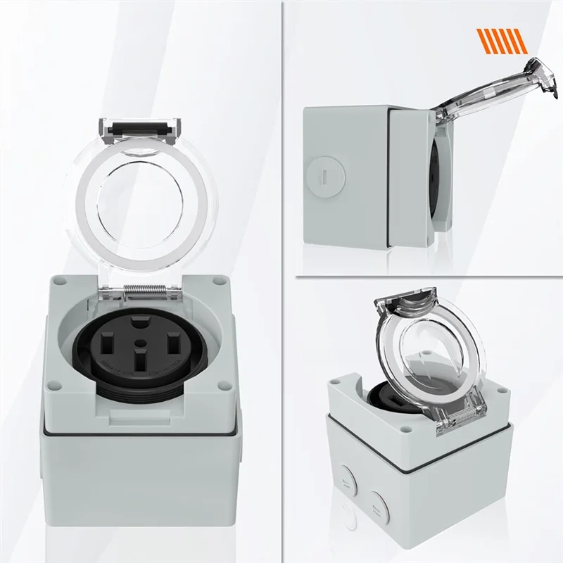 ABRW-50Amp Scatola presa di corrente esterna, presa NEMA 14-50R 125/250 Volt per veicoli elettrici, antipolvere e resistente alle intemperie