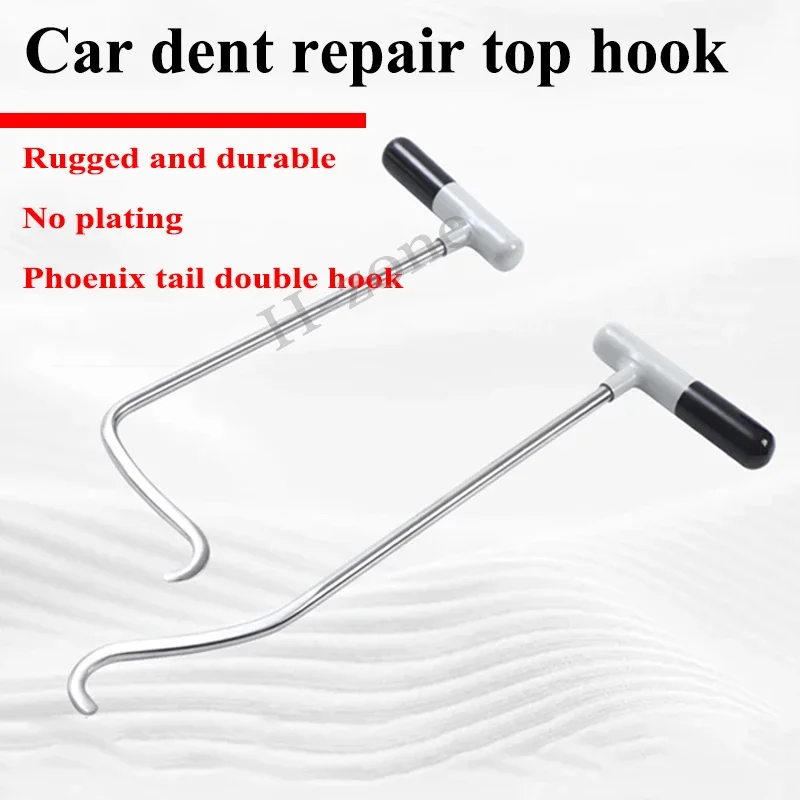 2Pcs car body dent repair tool alloy steel special-shaped hook crowbar repairer hail pit repair tool anti-slip handle