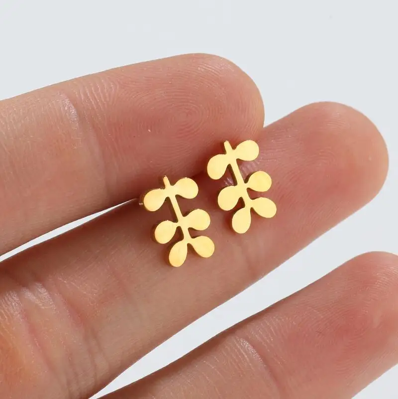 Spring and summer simple niche stainless steel key lock love small earrings geometric moon molecule Korean stud earrings wholesa