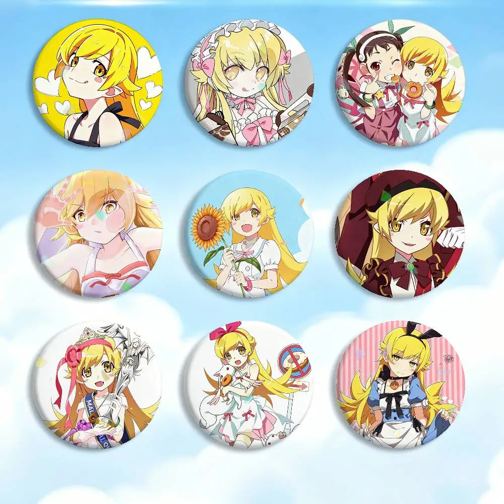 Anime Girl O-Oshino Shinobu  Badges Creative Tinplate Button PinsBrooch Badge Clothes Backpack
