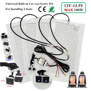 Car Seat Universal Winter Built-in Heating Kit for 2 Seats 12V 100W Carbon Fiber Heating Pad with 3-Level Control Switch System