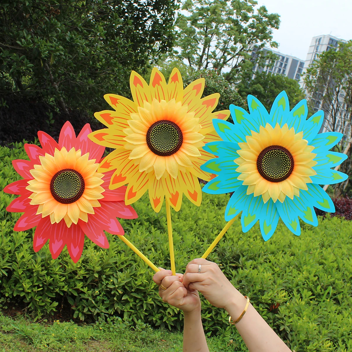 Sunflower Windmill Sunflower Lawn Pinwheels Wind Spinners Garden Party Outdoor Toys Pinwheel for children's gifts