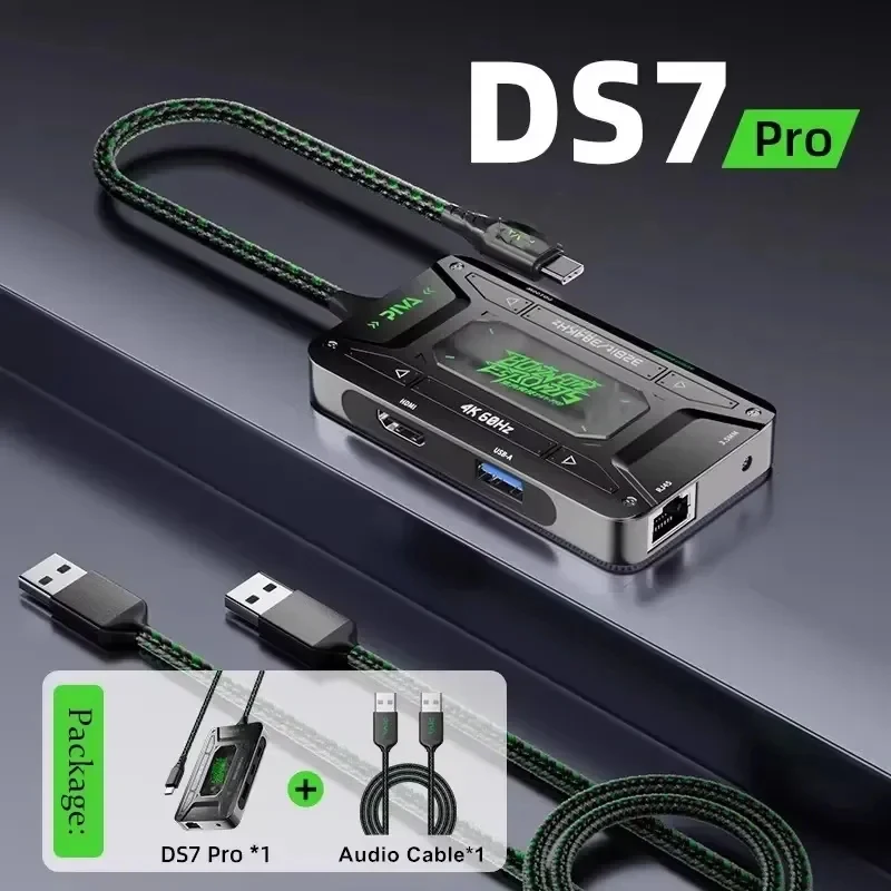NEW PIVA DS7 Pro 7 in 1 USB C Hub 100W PD 4K HDMI 60Hz Gigabit Ethernet 32bit DAC for Laptop Tablet