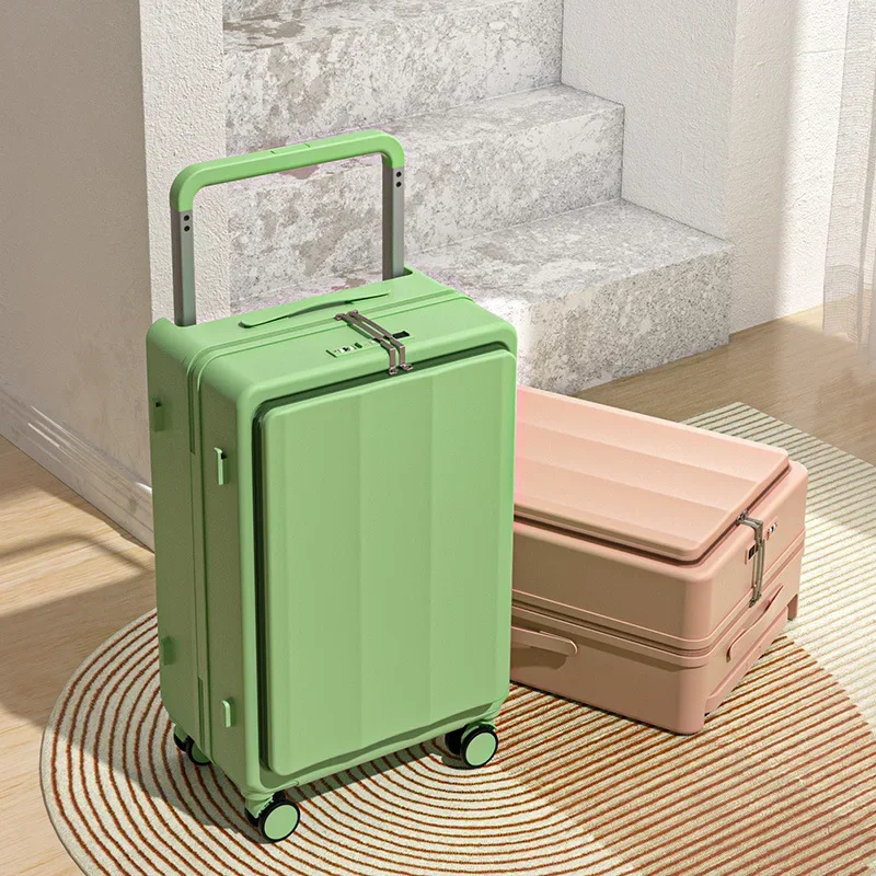 20 24 26inch Suitcase Front Opening Luggage Ultra Light and Wear-resistant Multifunctional Universal Wheel Boarding Trolley Case