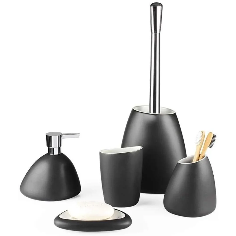 

Керамический матовый набор дозаторов мыла для ванной комнаты из 5 предметов с насосом для жидкого мыла для мытья предметов первой необходимости