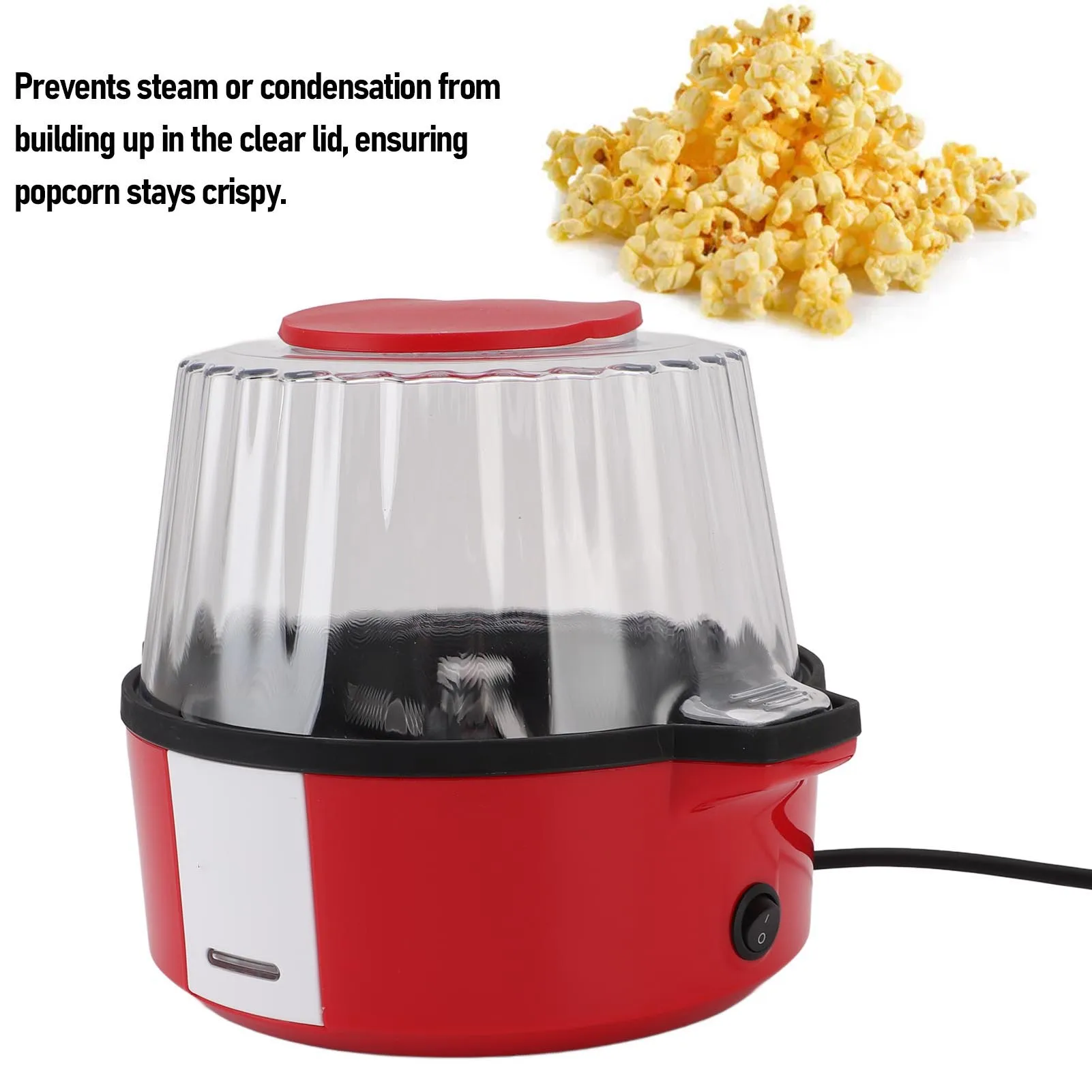 Máquina de pipoca multifuncional tampa transparente totalmente automática pequena máquina de pipoca elétrica para casa
