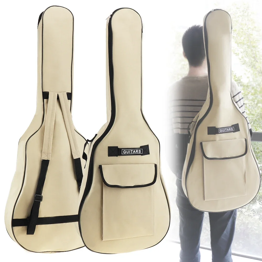 40/41 Inch Oxford Stof Akoestische Gitaar/Elektrische Gitaar Dubbele Bandjes Gewatteerde Gitaar Soft Case Gig Bag Waterdichte Rugzak