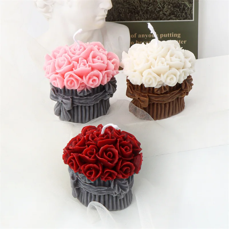 Rose Lily Bow Bouquet Silicone Mold Gypsum form DIY Handmade Plaster Candle Ornaments Handicrafts Mold Hand Gift Making Kitchen