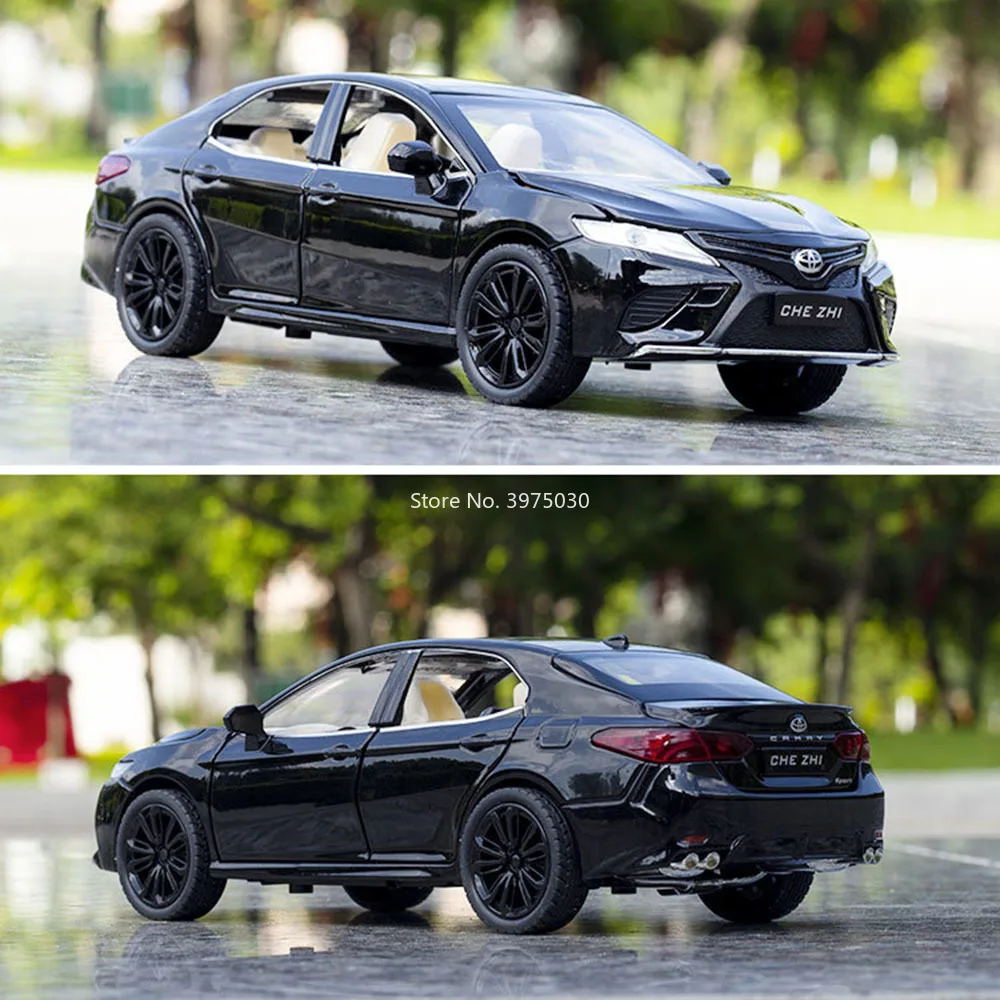 Modèles de voitures Toyota Camry échelle 1:24, jouets moulés sous pression en alliage avec son léger, véhicules miniatures rétractables, cadeaux pour la journée des enfants