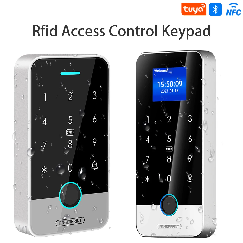 

Приложение Tuya, контроллер доступа по отпечаткам пальцев, автономная RFID-клавиатура, сенсорная клавиатура, 125 кГц + 13,56 МГц, устройство открывания дверей, водонепроницаемый Bluetooth