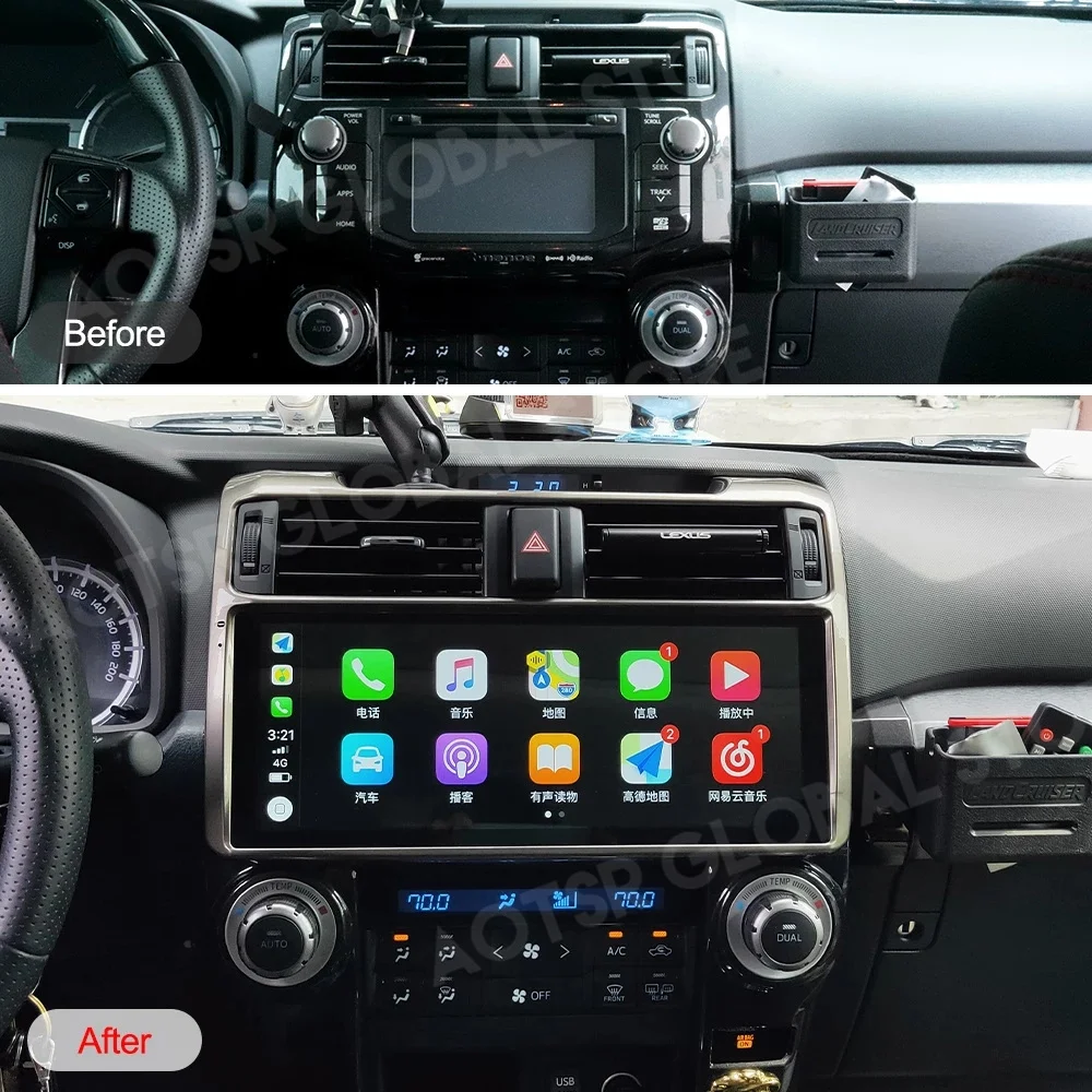 

Android 11 12,3 дюймов для Toyota 4 runner 2009-2019, автомобильное радио с экраном, стереоприемником, GPS, мультимедийный видеоплеер Carplay