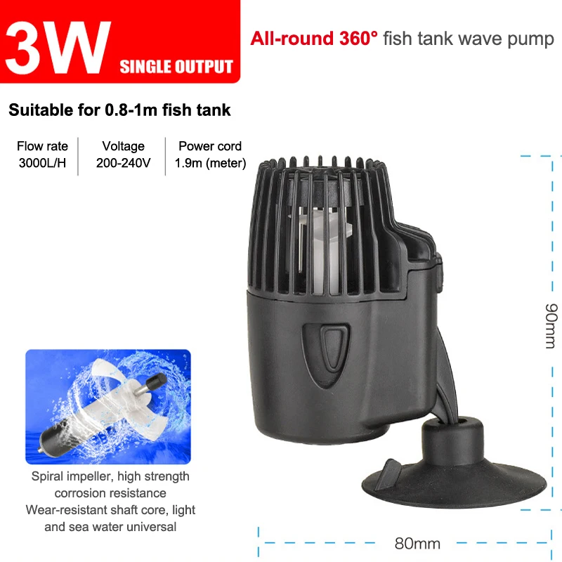 3W Single Outlet Aquarium Wave Maker Pump Submersible Circulation Surf Aerator For Fish Tank Water Flow Supply