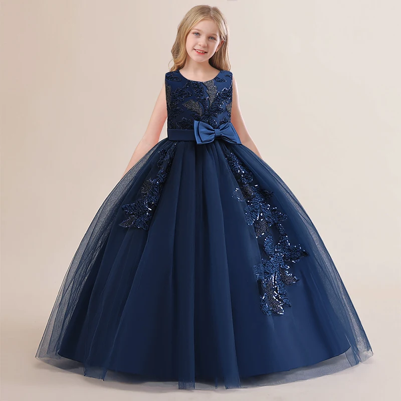 Teenager First Evening Dress Girl Sequin Princess Kids Dresses For Girls Children Costume Party Wedding Dress 14 10 12 Years