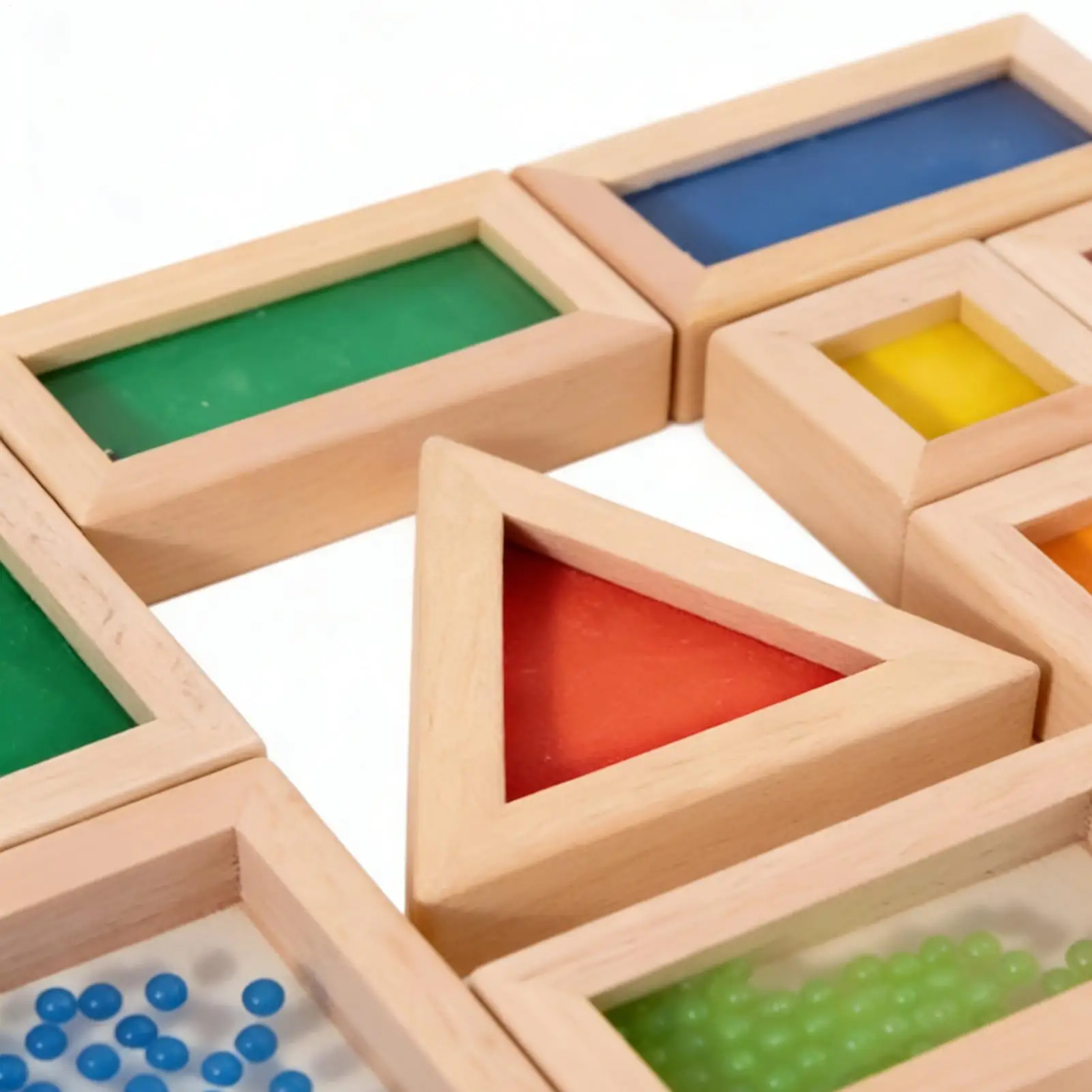Ensemble de blocs multi-formes colorés, 15 pièces, centre en bois acrylique Transparent, grand brique empilable de construction, adapté aux enfants de 3 ans