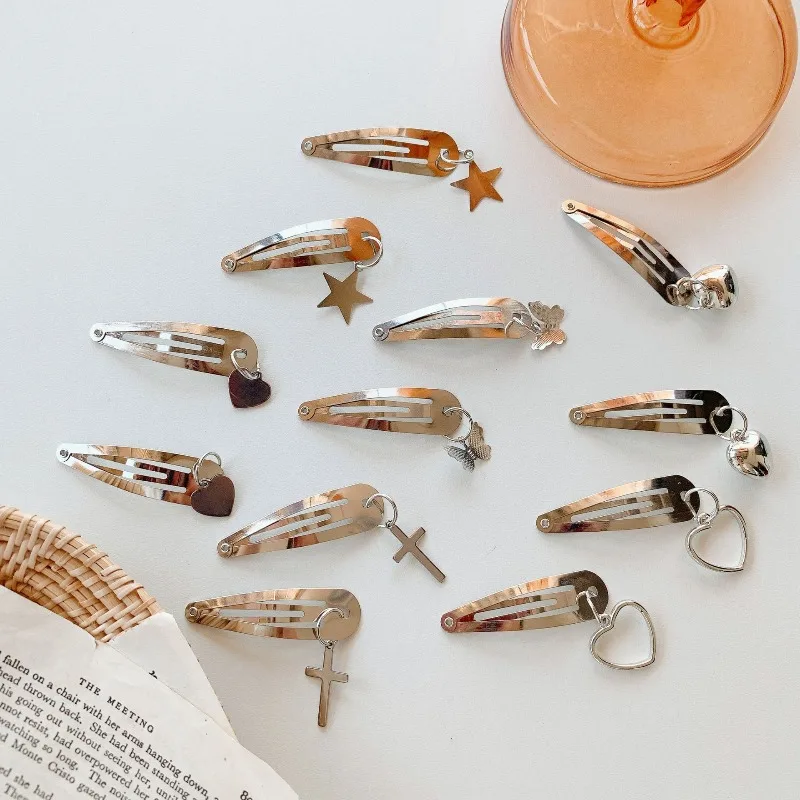 

New Stylish Silver Pendant Butterfly BB Clip Cute Girls Bangs Hairpin Sweet Side Clip Daily Casual Hair Accessories for Women