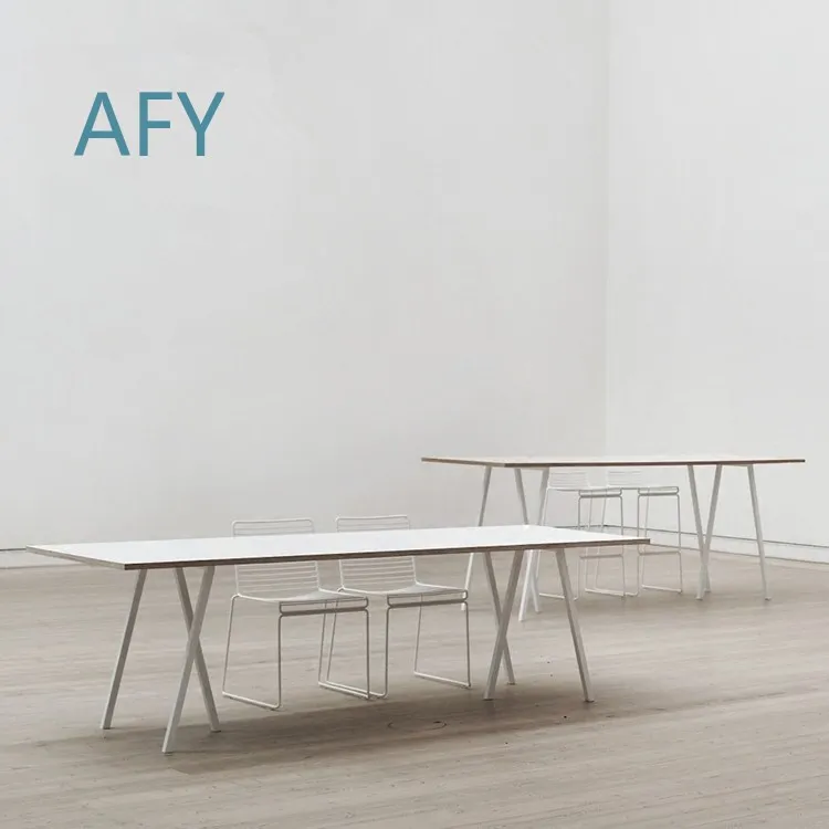 Solid Wood Minimalist Long Table for Wrought Iron Double Computer Office Desk for Home Office Workspace Study Desk Modern