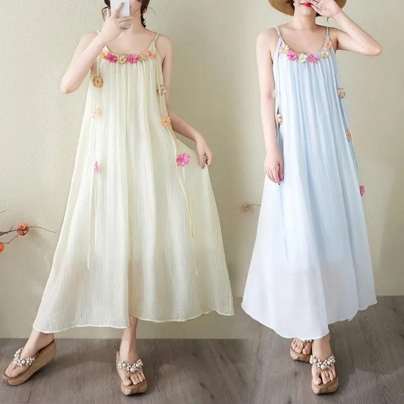 

2025 Summer French Camisole Dress for Women - Light Luxury Vacation Vest Dress, Elegant Seaside Holiday Evening Wear G682
