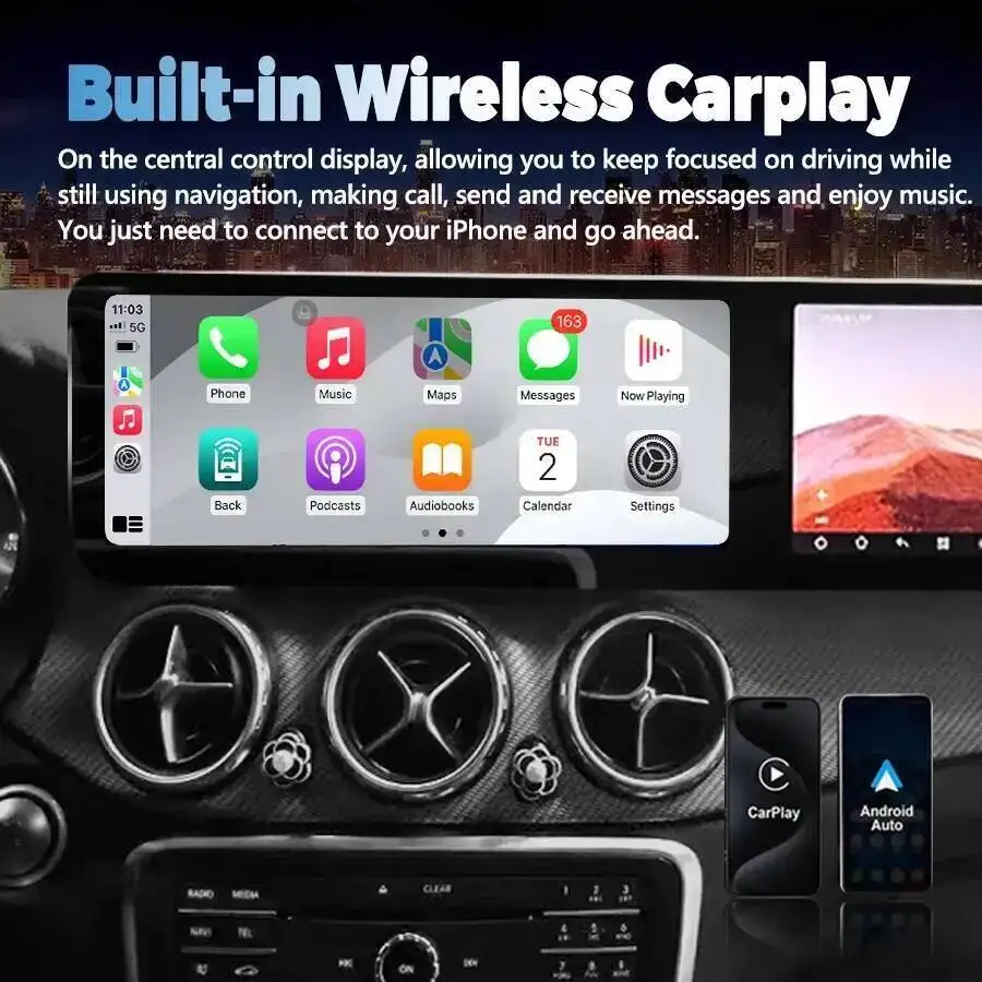 

12.3inch+12.3inch Car Radio Auto For Benz A CLA GLA X156 C117 2012-2018 Android GPS Navigation Touch Screen Multimedia Player 4G