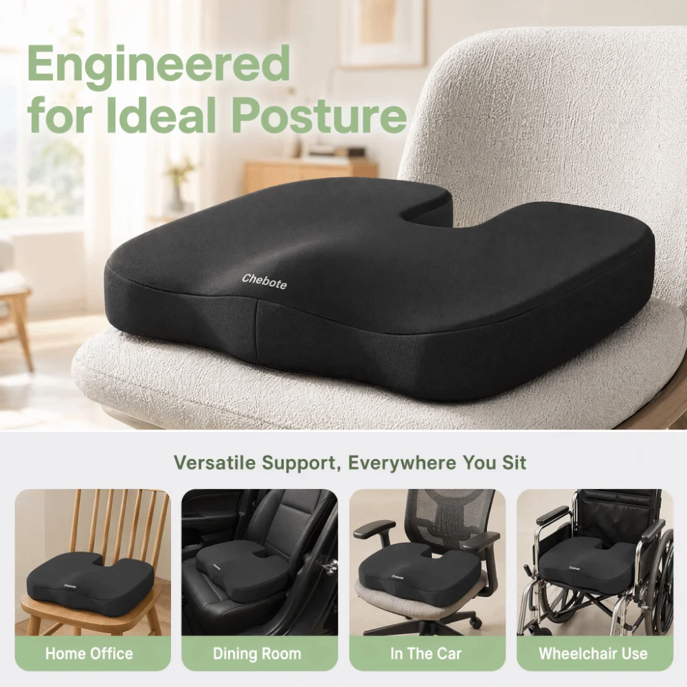 Slow Rebound Memory Foam Seat Cushion Pressure Relief Orthopedic Support Ergonomic Seat Cushion Long Lasting ‌No Collapse