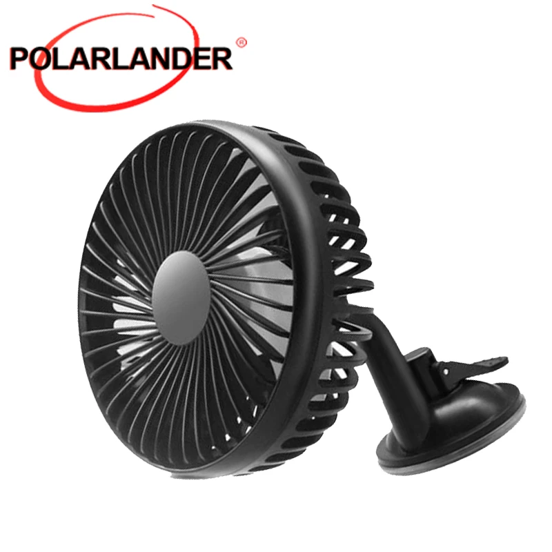 12V-24V Light and Portable 5.5 inch Car Fan Large Wind Three Speed Control Suction Cup Single Head USB Interface Car Fan