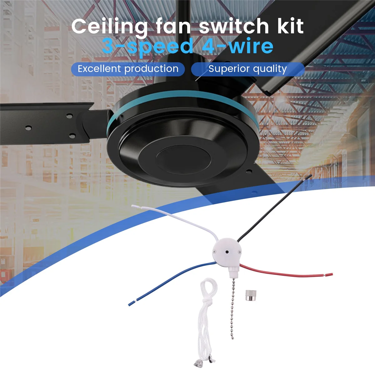 Il nuovo kit interruttore ventilatore da soffitto 3 velocità 4 fili, interruttore ventola interruttore di controllo velocità cerniera, interruttore cavo ZE-208S con corda argento